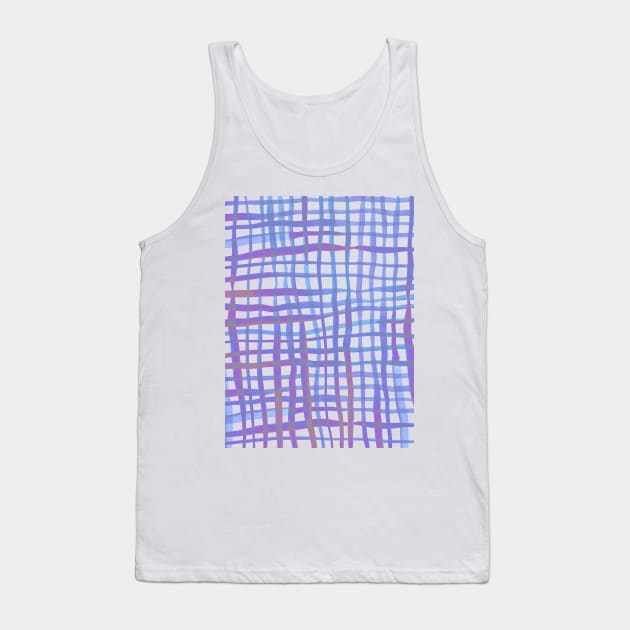 Watercolor doodle gingham - pastel blue and ultra violet Tank Top by wackapacka